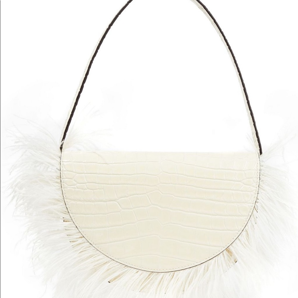 Staud Ecru Croc Effect Shoulder Bag